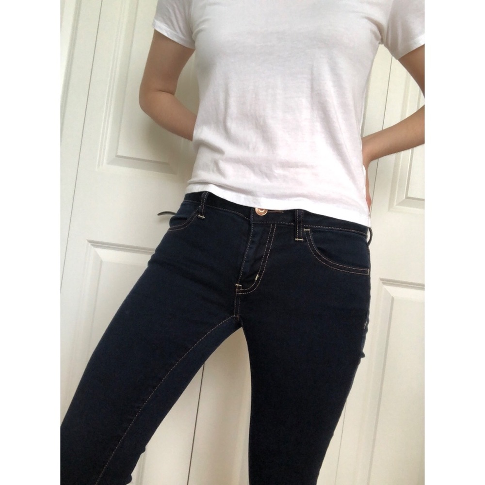 American eagle dark wash, low rise, cropped, skinny jeans